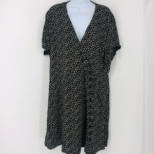 Madewell Women Black Floral Button-Wrap Dress in Playground Posies